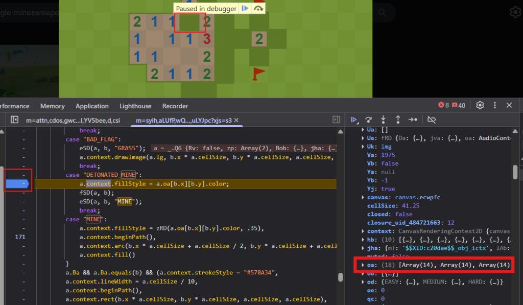 Finding the grid in the debugger