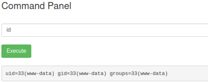 Executing the command "id" on the Command Panel Portal from Pickle Rick CTF on TryHackMe