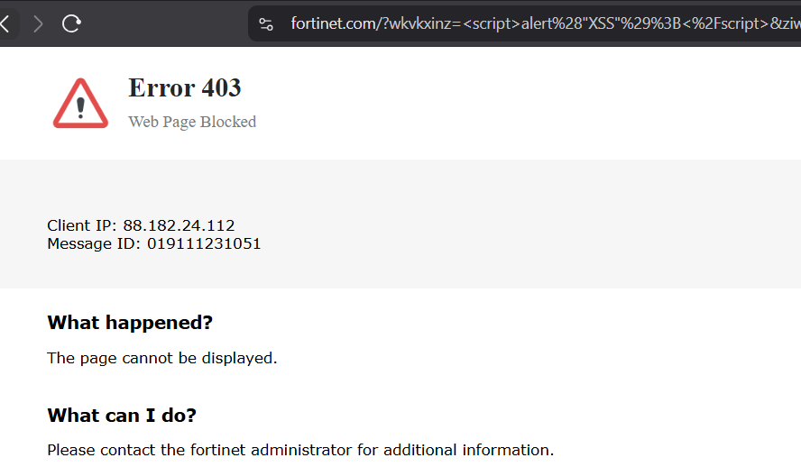 WAF blocking well-known payloads