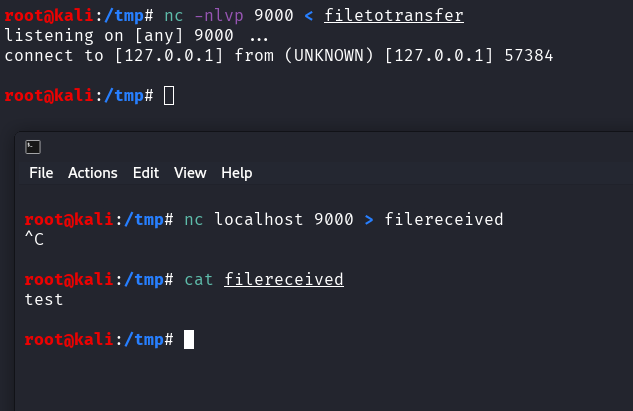 receiving a file using nc on linux